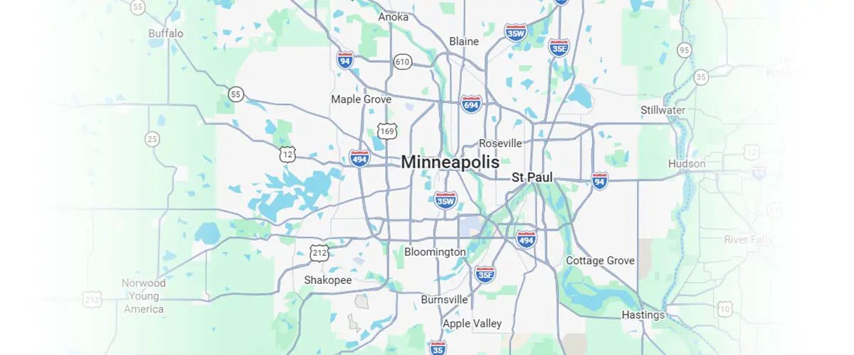 Map of the Twin Cities metro area we serve
